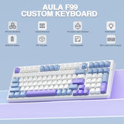 AULA F99 GRAY WHITE GRAYWOOD SWITCH MECHANICAL GAMING KEYBOARD - SWIFT PERIPHERALS1092448
