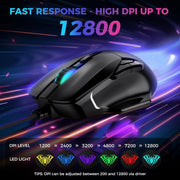 AULA GAMING MOUSE, 12800 DPI RGB WIRED GAMING MOUSE GAMER FOR LAPTOP PC MAC,AULA F815 - SWIFT PERIPHERALS1092428