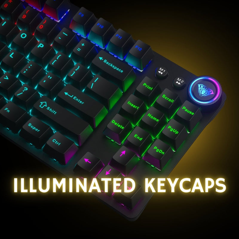 AULA M75 TRI - MODE (2.4G/BLUETOOTH/WIRED) HOT SWAPPABLE RGB BACKLIT WIRELESS MECHANICAL GAMING KEYBOARD | ALL KEY ANTI - GHOSTING | DUAL MODE KNOB WITH MULTIMEDIA BUTTONS | BLACK - RED SWITCHES - SWIFT PERIPHERALSM75B