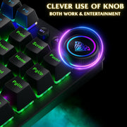 AULA M75 TRI - MODE (2.4G/BLUETOOTH/WIRED) HOT SWAPPABLE RGB BACKLIT WIRELESS MECHANICAL GAMING KEYBOARD | ALL KEY ANTI - GHOSTING | DUAL MODE KNOB WITH MULTIMEDIA BUTTONS | BLACK - RED SWITCHES - SWIFT PERIPHERALSM75B