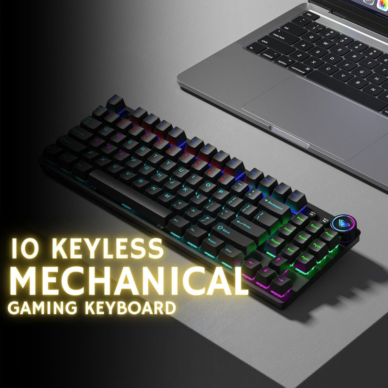 AULA M75 TRI - MODE (2.4G/BLUETOOTH/WIRED) HOT SWAPPABLE RGB BACKLIT WIRELESS MECHANICAL GAMING KEYBOARD | ALL KEY ANTI - GHOSTING | DUAL MODE KNOB WITH MULTIMEDIA BUTTONS | BLACK - RED SWITCHES - SWIFT PERIPHERALSM75B