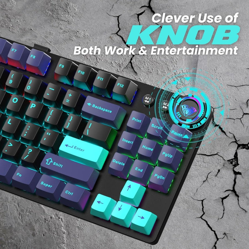 AULA M75 TRI - MODE (2.4G/BLUETOOTH/WIRED) HOT SWAPPABLE RGB, BLUE+BLACK+GREEN - SWIFT PERIPHERALS1092471