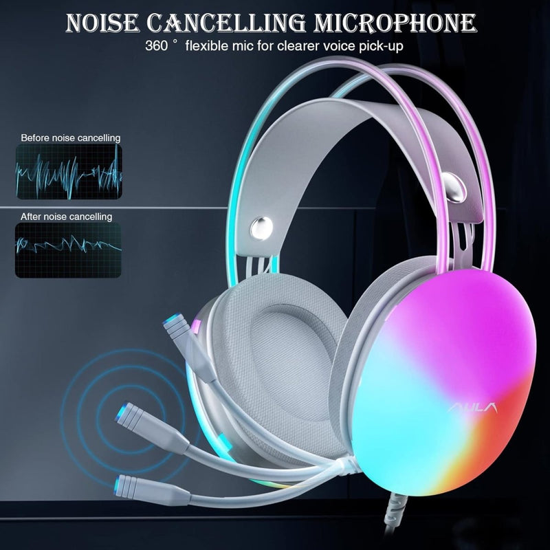 AULA S505 USB WIRED GAMING HEADPHONES RGB WIRED LAPTOP DESKTOP HEADSET (GREEN) - SWIFT PERIPHERALS1092431