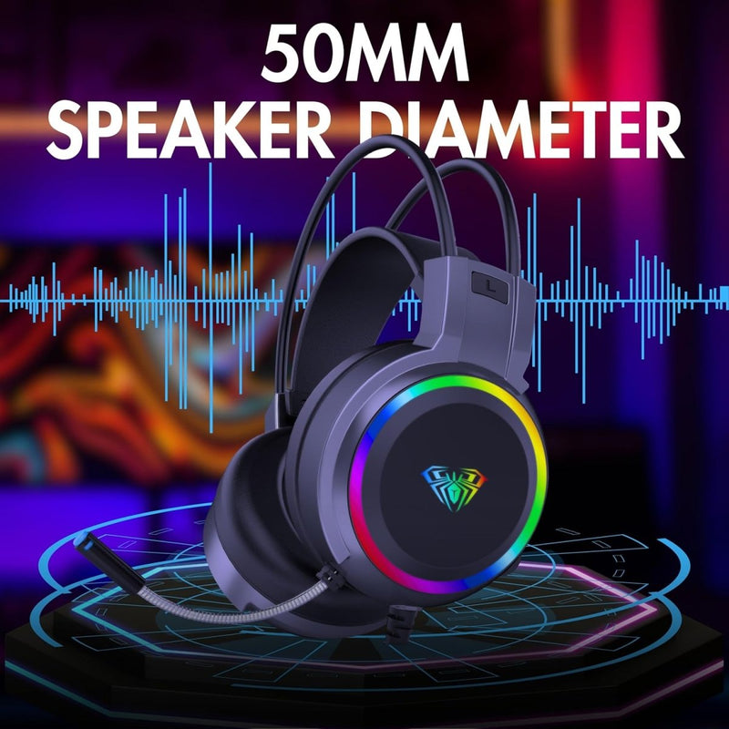 AULA S608 WIRED GAMING HEADSET |RGB (BLACK) - SWIFT PERIPHERALS1092434