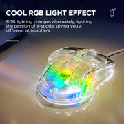 AULA S80 TRANSPARENT RGB, 7200 DPI, 7 BUTTONS PC WIRED OPTICAL GAMING MOUSE (USB 2.0, TRANSPARENT WHITE) - SWIFT PERIPHERALS1092477
