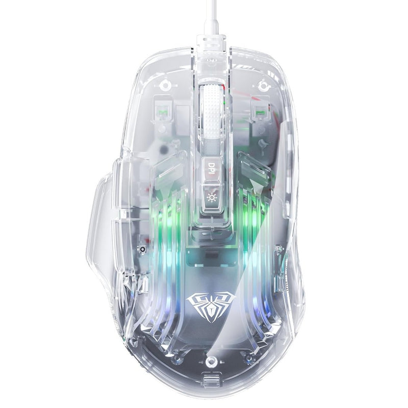 AULA S820 TRANSPARENT WIRED MOUSE WHITE - SWIFT PERIPHERALSAula0034