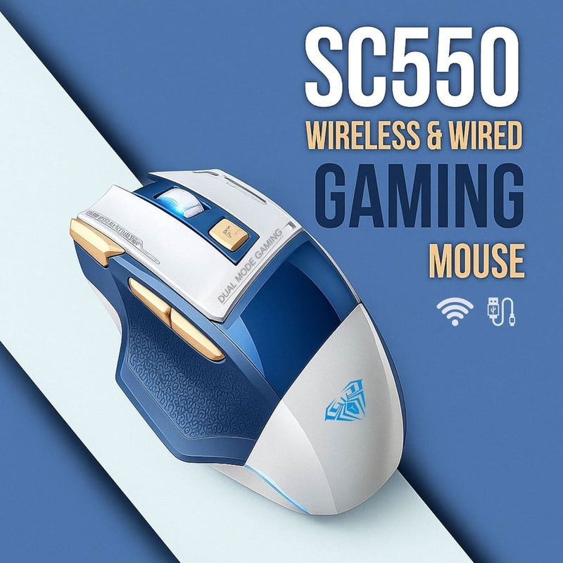 AULA SC550 WIRELESS & WIRED GAMING MOUSE (BLUE) - SWIFT PERIPHERALS1094010