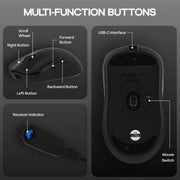 AULA SC800 TRI - MODE WIRELESS 2.4G/WIRED/BLUETOOTH ULTRA - LIGHTWEIGHT GAMING MOUSE | 37GRAMS, ADJUSTABLE 26000 DPI, PAW3395 SENSOR, 8000 POLLING RATE, ULTRA - PRECISE & DURABLE FOR GAMING | BLACK (SC800B) - SWIFT PERIPHERALSSC800B