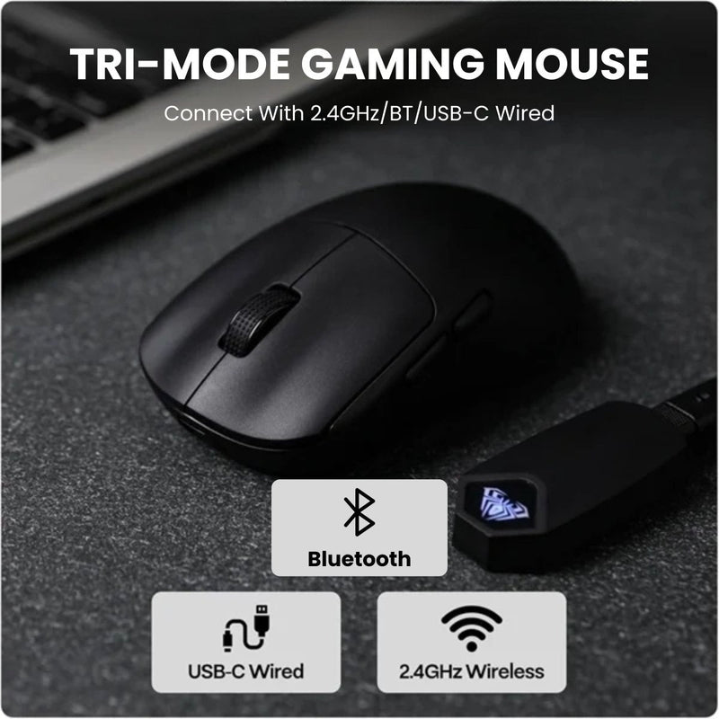 AULA SC800 TRI - MODE WIRELESS 2.4G/WIRED/BLUETOOTH ULTRA - LIGHTWEIGHT GAMING MOUSE | 37GRAMS, ADJUSTABLE 26000 DPI, PAW3395 SENSOR, 8000 POLLING RATE, ULTRA - PRECISE & DURABLE FOR GAMING | BLACK (SC800B) - SWIFT PERIPHERALSSC800B