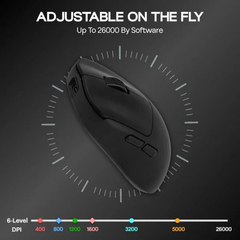 AULA SC800 TRI - MODE WIRELESS 2.4G/WIRED/BLUETOOTH ULTRA - LIGHTWEIGHT GAMING MOUSE | 37GRAMS, ADJUSTABLE 26000 DPI, PAW3395 SENSOR, 8000 POLLING RATE, ULTRA - PRECISE & DURABLE FOR GAMING | BLACK (SC800B) - SWIFT PERIPHERALSSC800B