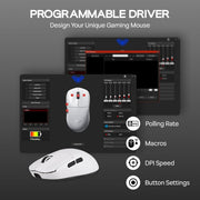 AULA SC800 TRI - MODE(2.4GHZ/BT/WIRED) ULTRA - LIGHTWEIGHT GAMING MOUSE | 37GRAMS, ADJUSTABLE 26000 DPI, PAW3395 SENSOR, 8000 POLLING RATE, ULTRA - PRECISE & DURABLE FOR GAMING & OFFICE USE | WHITE (SC800W) - SWIFT PERIPHERALSSC800W
