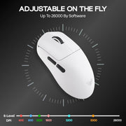 AULA SC800 TRI - MODE(2.4GHZ/BT/WIRED) ULTRA - LIGHTWEIGHT GAMING MOUSE | 37GRAMS, ADJUSTABLE 26000 DPI, PAW3395 SENSOR, 8000 POLLING RATE, ULTRA - PRECISE & DURABLE FOR GAMING & OFFICE USE | WHITE (SC800W) - SWIFT PERIPHERALSSC800W