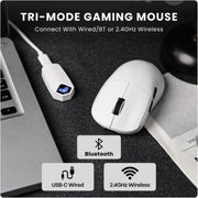 AULA SC800 TRI - MODE(2.4GHZ/BT/WIRED) ULTRA - LIGHTWEIGHT GAMING MOUSE | 37GRAMS, ADJUSTABLE 26000 DPI, PAW3395 SENSOR, 8000 POLLING RATE, ULTRA - PRECISE & DURABLE FOR GAMING & OFFICE USE | WHITE (SC800W) - SWIFT PERIPHERALSSC800W