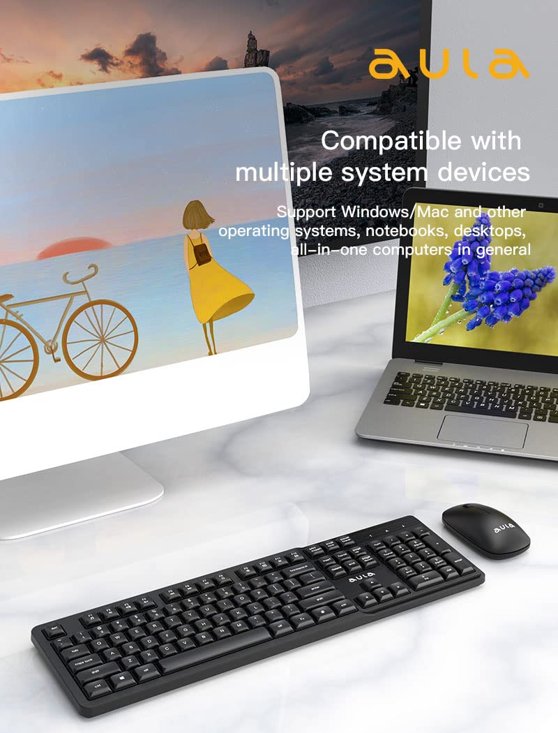 AULA WIRELESS KEYBOARD & MOUSE COMBO,AC202B, BLACK - SWIFT PERIPHERALS1092461
