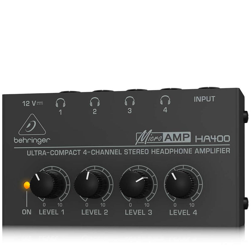 Behringer HA400 Ultra - Compact 4 - Channel Stereo Headphone Amplifier with Level Control Per Channel - SWIFT PERIPHERALSHA400
