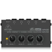 Behringer HA400 Ultra - Compact 4 - Channel Stereo Headphone Amplifier with Level Control Per Channel - SWIFT PERIPHERALSHA400