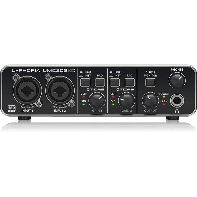 Behringer UMC202HD U - Phoria USB Audio Interface with MIDAS Microphone Preamplifiers - SWIFT PERIPHERALSUMC202HD