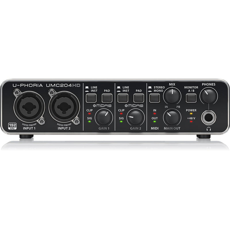 Behringer UMC204HD USB Audio Interface with MIDAS Mic Preamplifiers - SWIFT PERIPHERALSUMC204HD