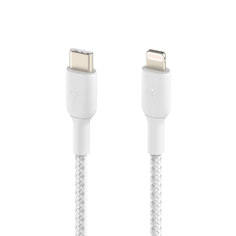 Belkin 1 Meter USB - C to Lightning Cable Boost Charge Braided - White - SWIFT PERIPHERALSCAA004BT1MWH