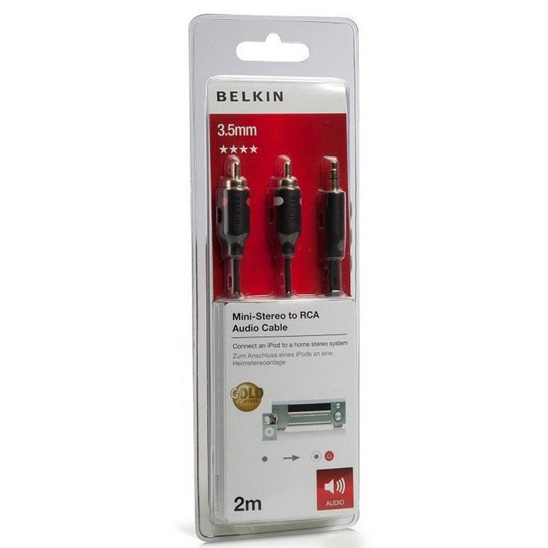 Belkin 2 - Meter Mini - Stereo to RCA Audio Cable - SWIFT PERIPHERALSF3Y116BT2M