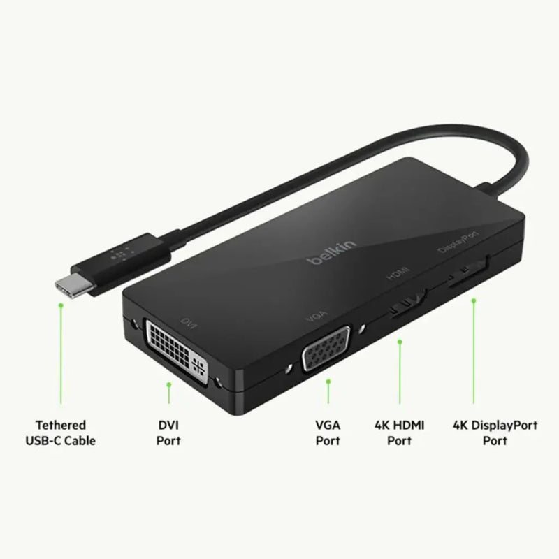 Belkin AVC003BTBK USB - C Multiport Video Adapter with HDMI & Display Port - SWIFT PERIPHERALSAVC003BTBK