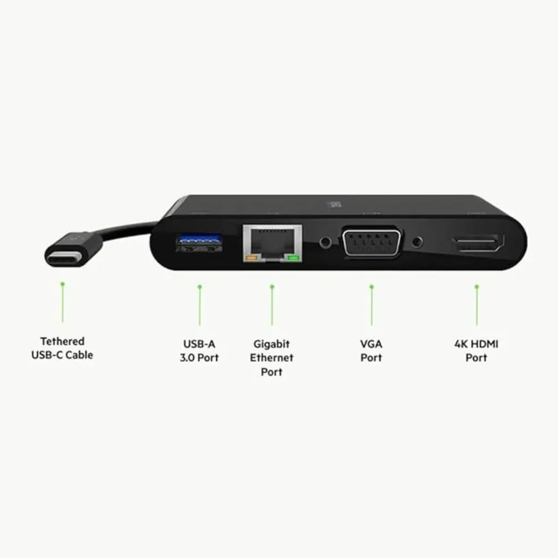 Belkin AVC004BTBK 100W USB Type C Multimedia Charge Adapter with Tethered Cable - SWIFT PERIPHERALSAVC004BTBK