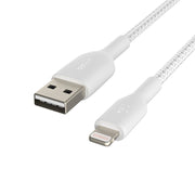 Belkin Boost Charge 1 Meter Braided Lightning to USB - A Cable - White - SWIFT PERIPHERALSCAA002bt1MWH