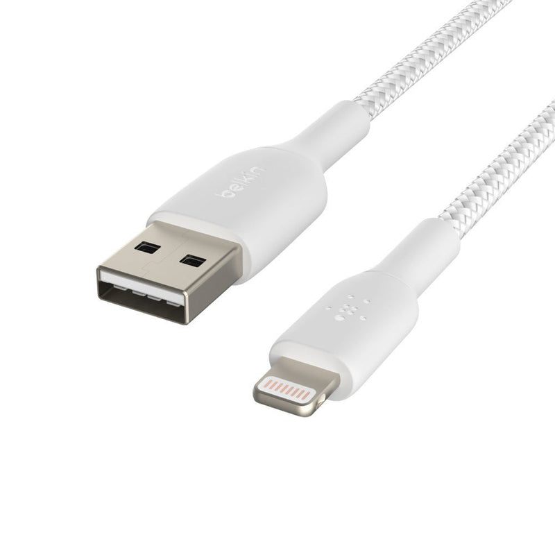 Belkin Boost Charge 1 Meter Braided Lightning to USB - A Cable - White - SWIFT PERIPHERALSCAA002bt1MWH
