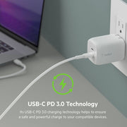 Belkin Boost Charge Pro Dual USB - C GaN Wall Charger with PPS 65W - SWIFT PERIPHERALSWCH013ZBWH