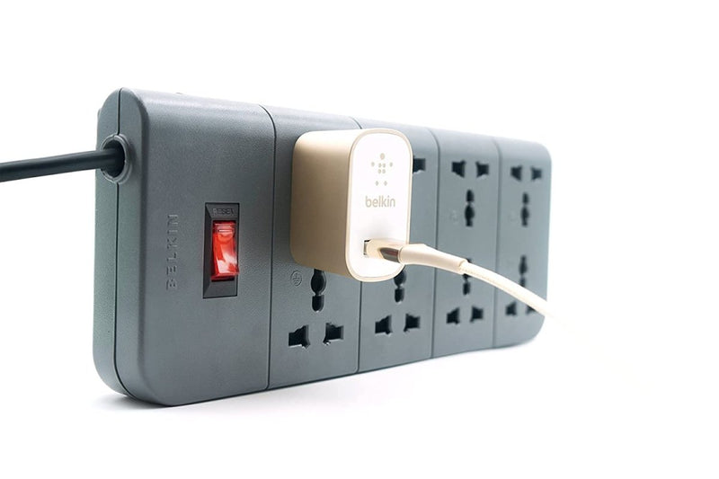 Belkin Economy Series 8 - Socket Surge Protector Universal Socket - Grey - SWIFT PERIPHERALSF9E800ZB2M-GRY