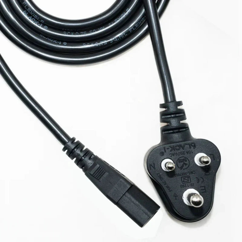 Black - i 3 Meter Heavy - Duty 3 - Pin Plug, 250V, BIS Certified Desktop Power Cable - SWIFT PERIPHERALSBlack-i 3 Meter