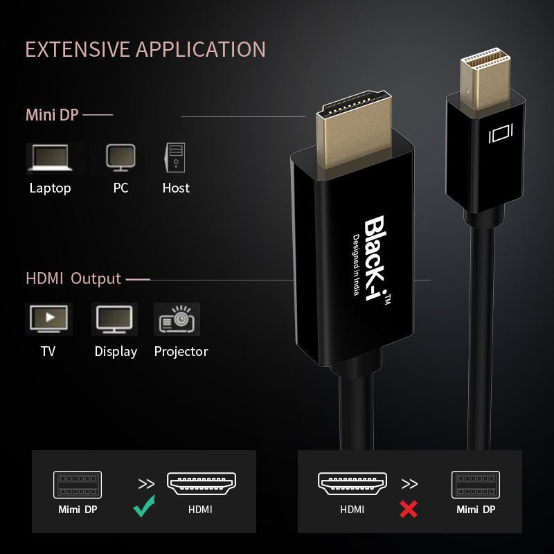 Black - i Mini DisplayPort to 4K HDMI Cable - 1.8 Meter - SWIFT PERIPHERALSIDP-HP180
