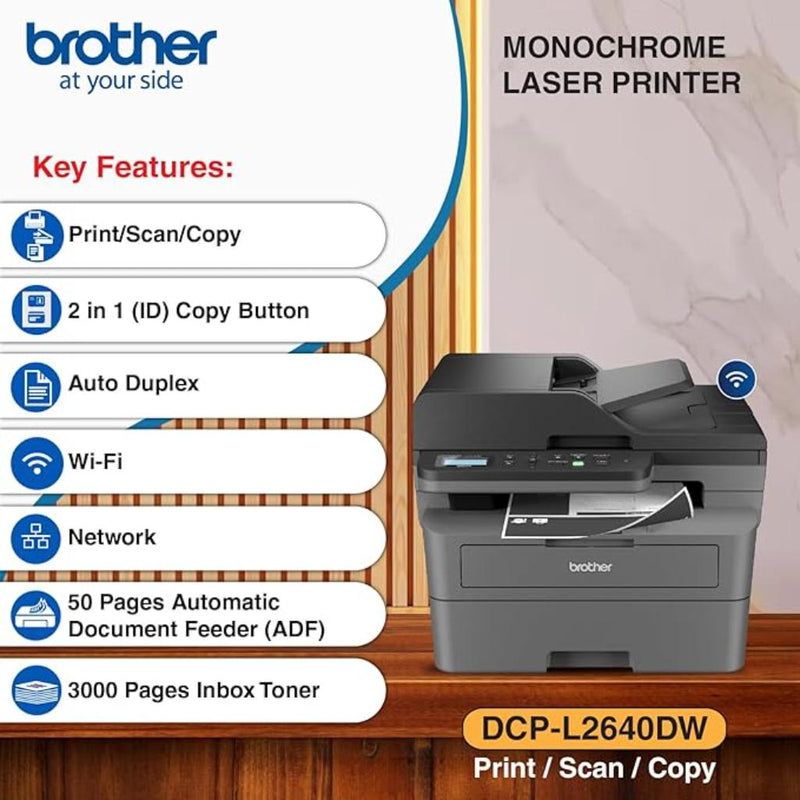 Brother DCP - L2640DW Monochrome Multi - Function ADF Wireless Duplex Laser Printer - SWIFT PERIPHERALSDCP-L2640DW