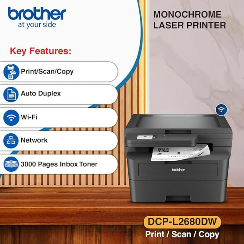Brother DCP - L2680DW Monochrome Multi - Function ADF Wireless Duplex Laser Printer - SWIFT PERIPHERALSDCP-L2680DW