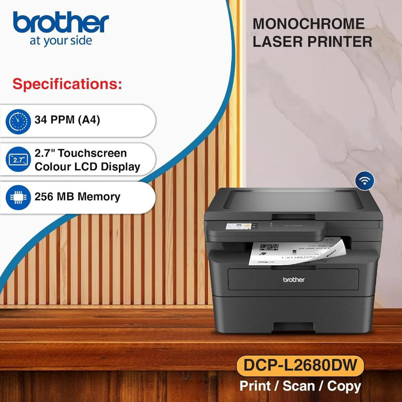 Brother DCP - L2680DW Monochrome Multi - Function ADF Wireless Duplex Laser Printer - SWIFT PERIPHERALSDCP-L2680DW