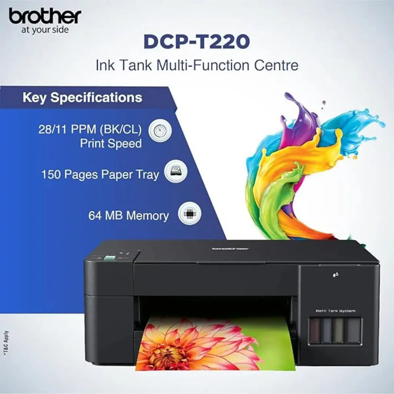 Brother DCP - T220 All - in - One Color Ink Tank Printer Print Copy Scan - SWIFT PERIPHERALSDCP-T220