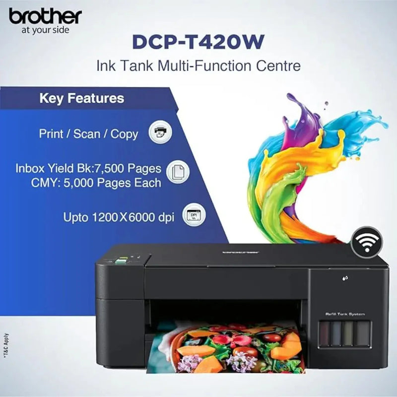 Brother DCP‑T420W Wireless 3‑in‑1 (Print,Copy,Scan) Ink Tank Printer - SWIFT PERIPHERALSDCP-T420W