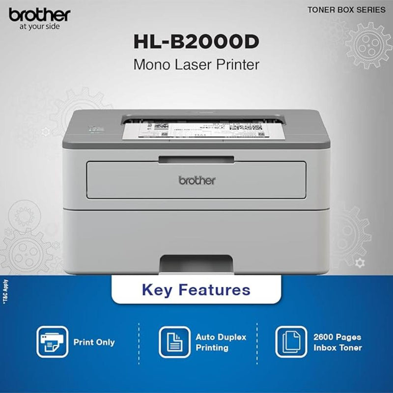 Brother HL - B2100DB Monochrome Duplex Laser Printer 34 PPM USB Connectivity - SWIFT PERIPHERALSHL-B2100DB