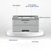 Brother HL - B2100DB Monochrome Duplex Laser Printer 34 PPM USB Connectivity - SWIFT PERIPHERALSHL-B2100DB