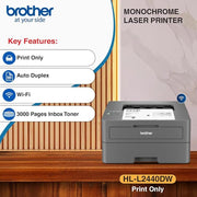 Brother HL - L2440DW Monochrome Auto Duplex Laser Printer with Dual Band Wi - Fi 30 PPM - SWIFT PERIPHERALSHL-L2440DW