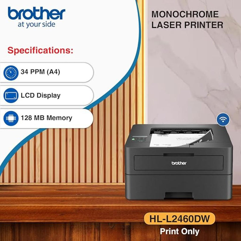 Brother HL - L2460DW Monochrome Laser Printer with Wireless & Duplex Printing 34 PPM - SWIFT PERIPHERALSHL-L2460DW