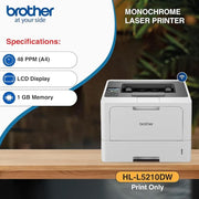 Brother HL - L5210DW Wireless Monochrome Laser Printer with Auto Duplex Printing - SWIFT PERIPHERALSHL-L5210DW