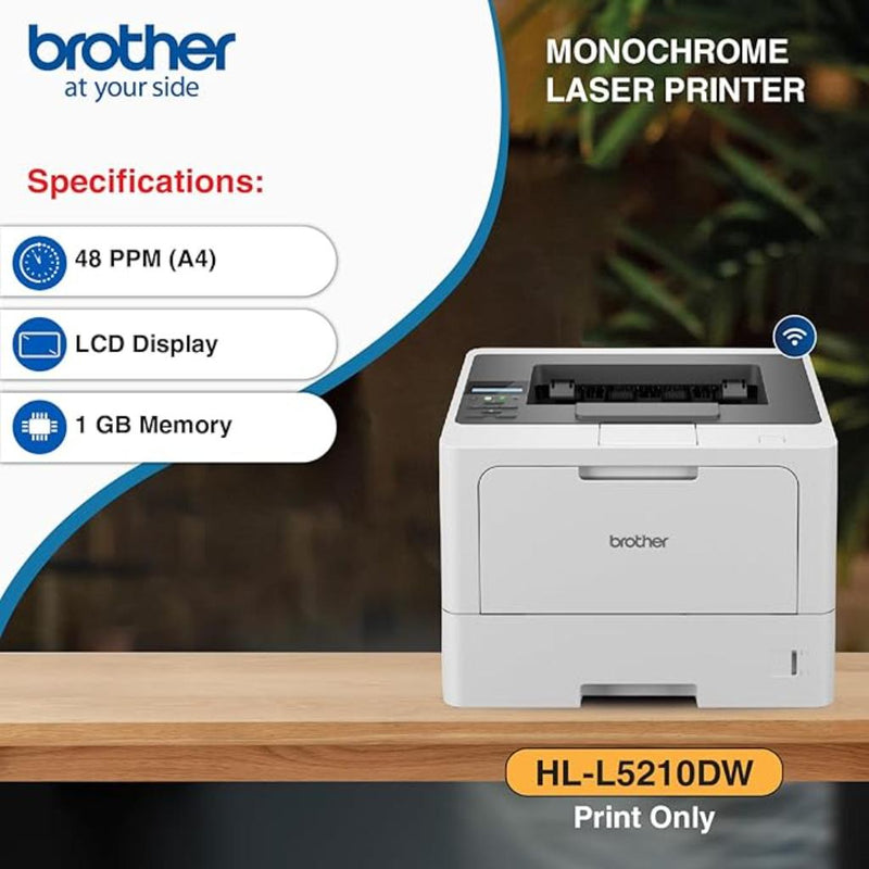 Brother HL - L5210DW Wireless Monochrome Laser Printer with Auto Duplex Printing - SWIFT PERIPHERALSHL-L5210DW