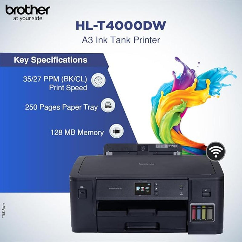 Brother HL - T4000DW A3 Ink Tank Refill Colour Printer with Auto Duplex Wi - Fi - SWIFT PERIPHERALSHL-T4000DW