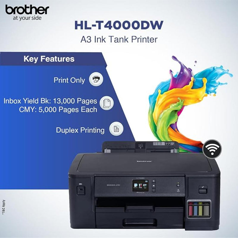 Brother HL - T4000DW A3 Ink Tank Refill Colour Printer with Auto Duplex Wi - Fi - SWIFT PERIPHERALSHL-T4000DW