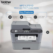 Brother MFC - L2701D Monochrome Laser Multifunction Printer with Auto Duplex Printing and USB Connectivity - SWIFT PERIPHERALSMFC-L2701D