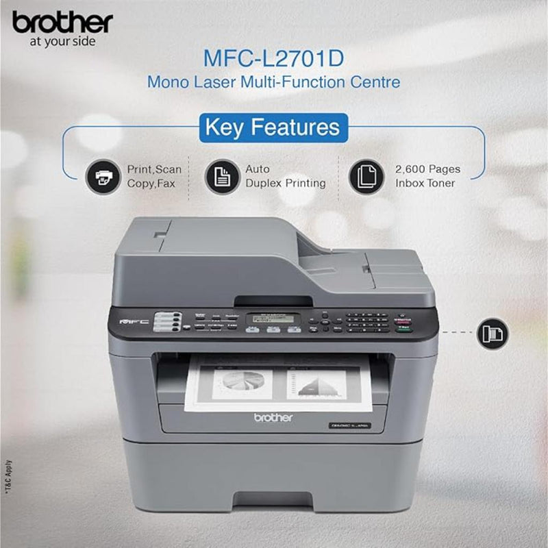 Brother MFC - L2701D Monochrome Laser Multifunction Printer with Auto Duplex Printing and USB Connectivity - SWIFT PERIPHERALSMFC-L2701D