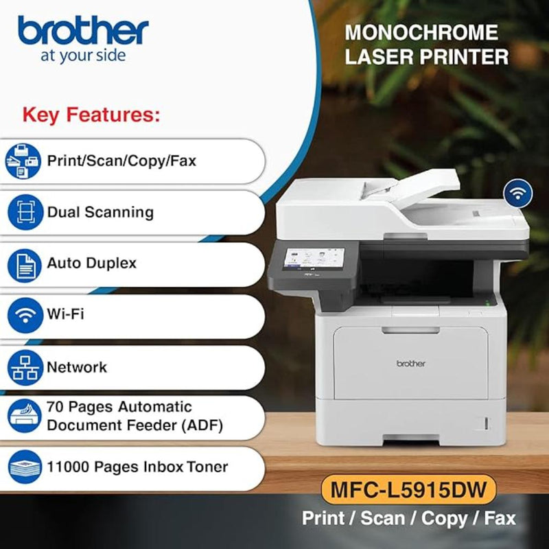 Brother MFC - L5915DW Monochrome Laser Multifunction Duplex Printer with ADF WiFi LAN - SWIFT PERIPHERALSMFC-L5915DW