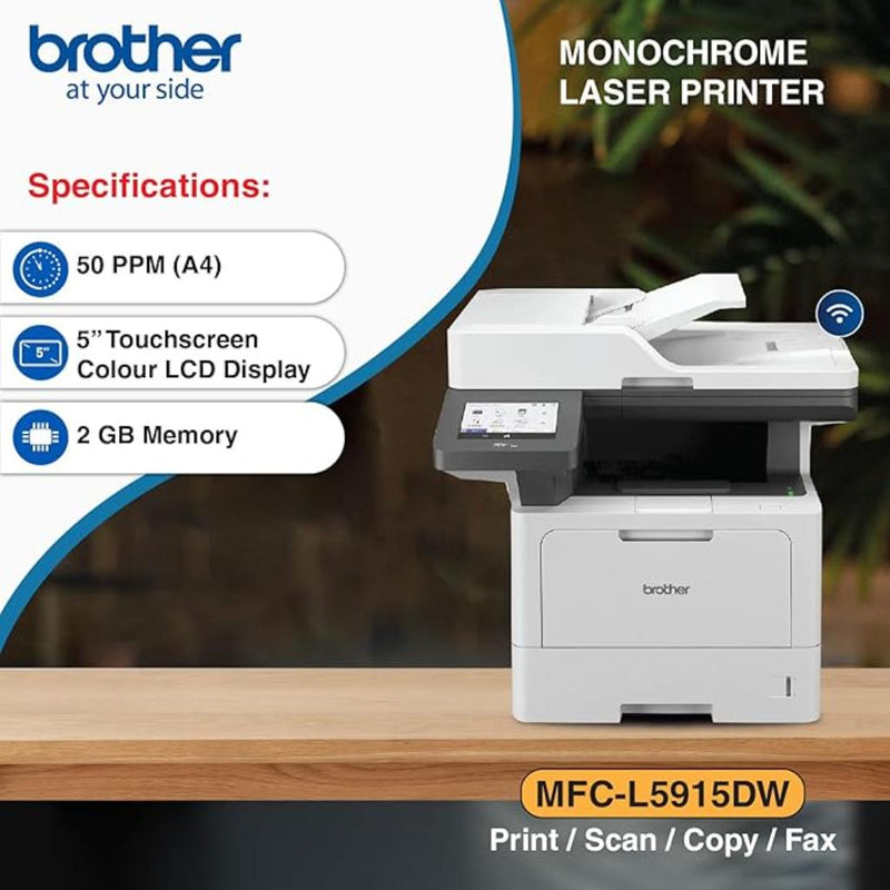 Brother MFC - L5915DW Monochrome Laser Multifunction Duplex Printer with ADF WiFi LAN - SWIFT PERIPHERALSMFC-L5915DW