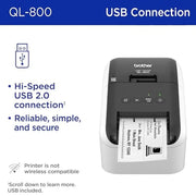 Brother QL - 800 High - Speed Professional Label Printer Black & Red Printing Auto Cutter USB Connectivity - SWIFT PERIPHERALSQL-800